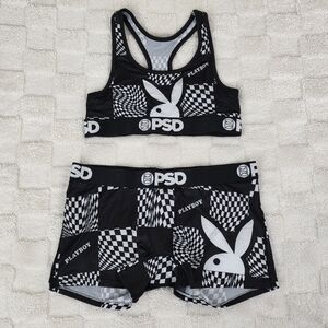 PSD x Playboy Black/White Checker Print Matching Set S Top/M Bottom BNWOT